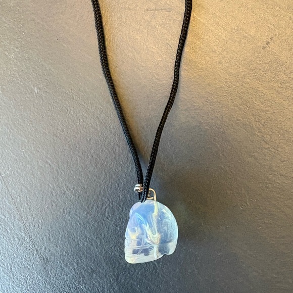 Crystal Pendant Necklace on Black Cord - Picture 3 of 3